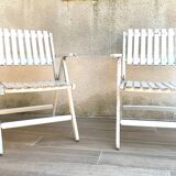 Pair of vintage wooden garden armchairs by r.gleizes