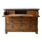 Commode secrétaire Louis-Philippe plateau en marbre