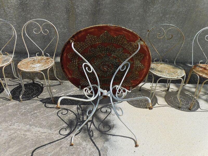 Salon de jardin en métal table & 4 chaises