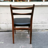 Ensemble de 4 chaises scandinaves teck et skaï 1960
