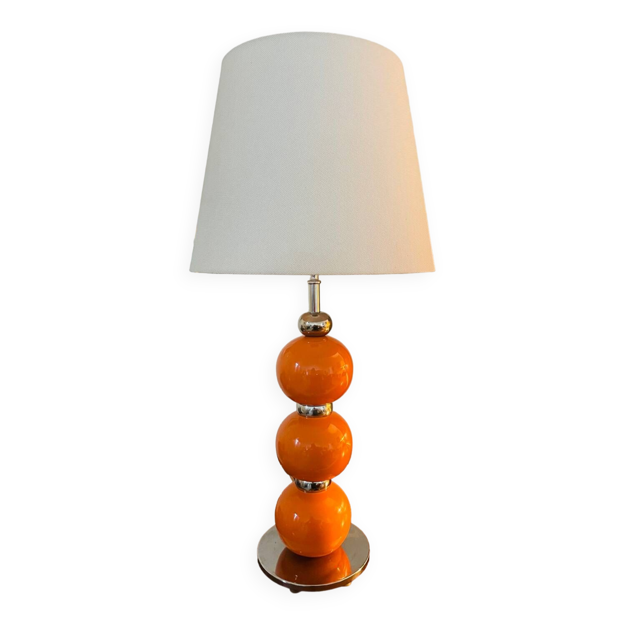 Lampe de table vintage design années 70 - style pop art - orange et métal