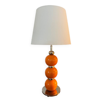 Vintage 70s design table lamp - pop art style - orange and metal