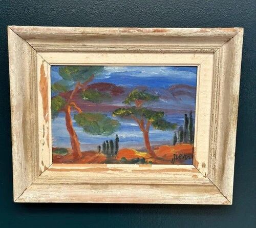 Original Danish Oil on Panel “Forest Motif” by Ivan Joern, Vintage 35×45cm