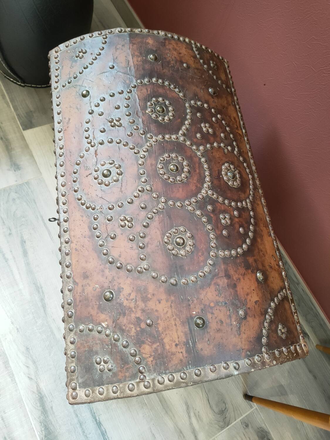 Old wooden and leather chest