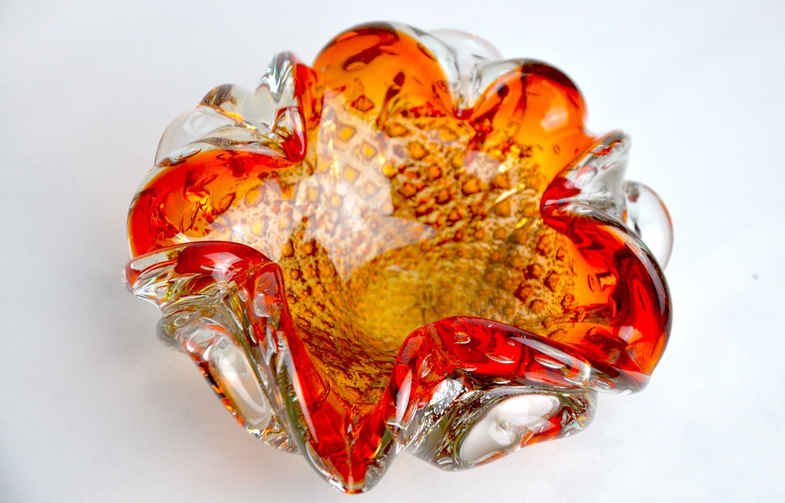 Deposit of orange and gold sommerso keys by seguso, murano glass, italy, 1970