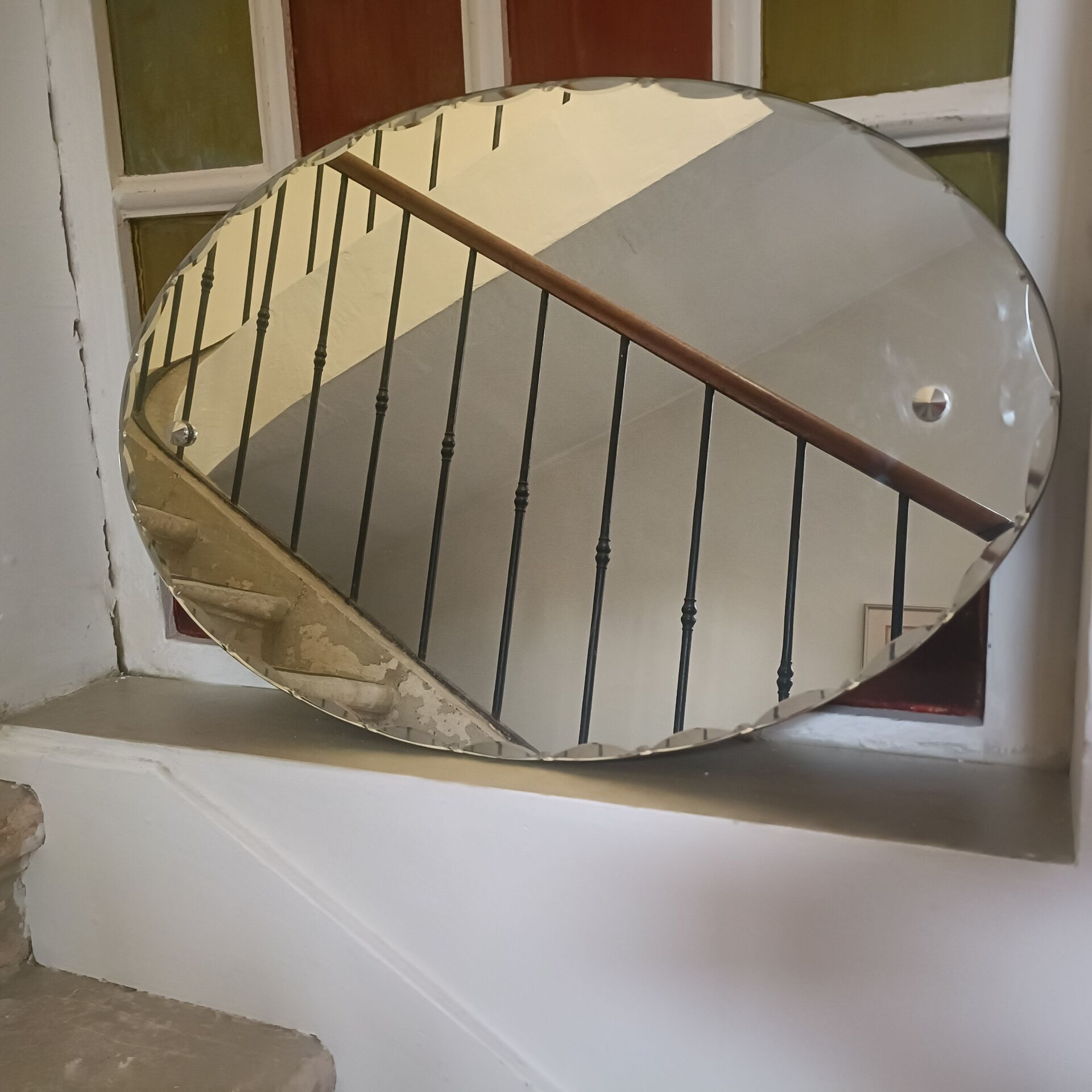Miroir ovale biseauté Art Déco