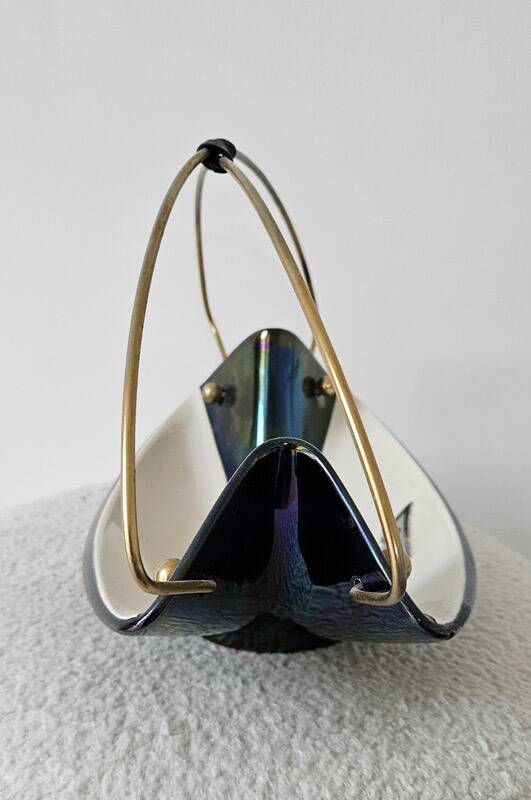 Suspended cup Verceram – Iridescent ceramic & brass – 1950s–60s