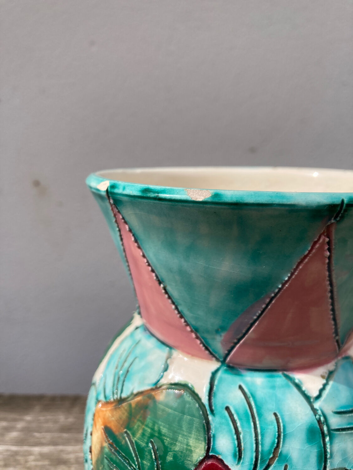 Monaco style ceramic flower vase 1950