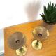 Brass candlesticks with dark green vintage