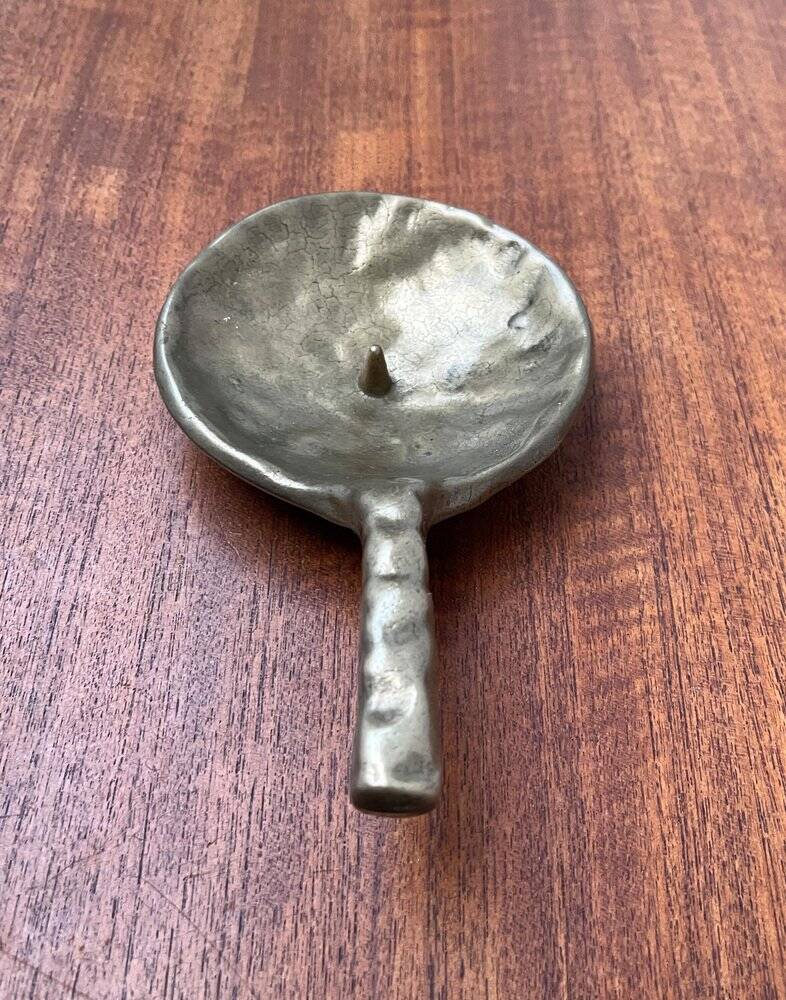 Brutalist Bronze Candle Holder, 1970s