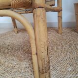 Vintage rattan and braided rope armchair