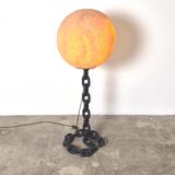 Brutalist iron chain and fiberglass floor lamp, Netherlands 1960s