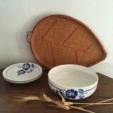 Ancient flowered salad bowl in blue St Amand