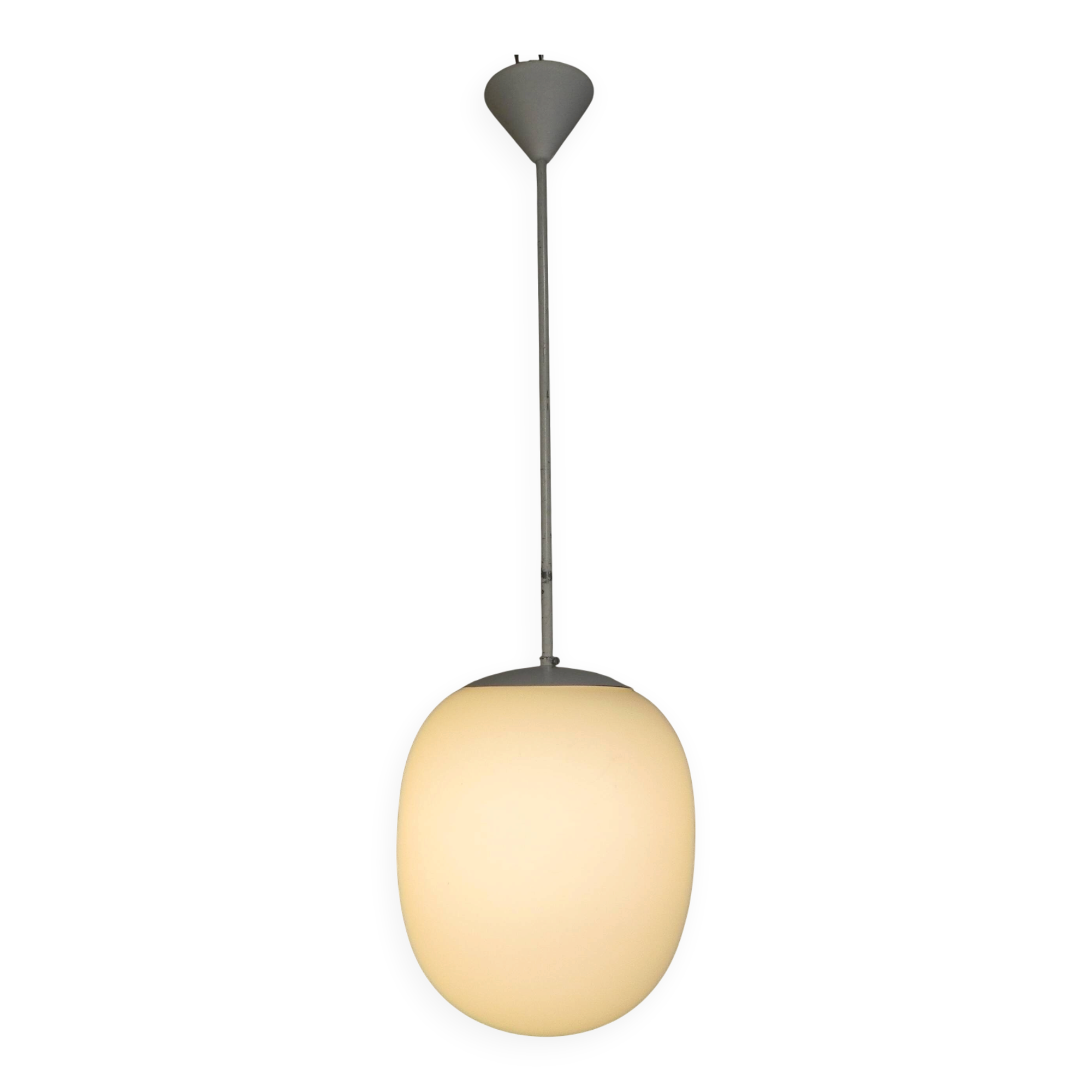 Vintage school lamp with frosted white glass shade, 1950s.