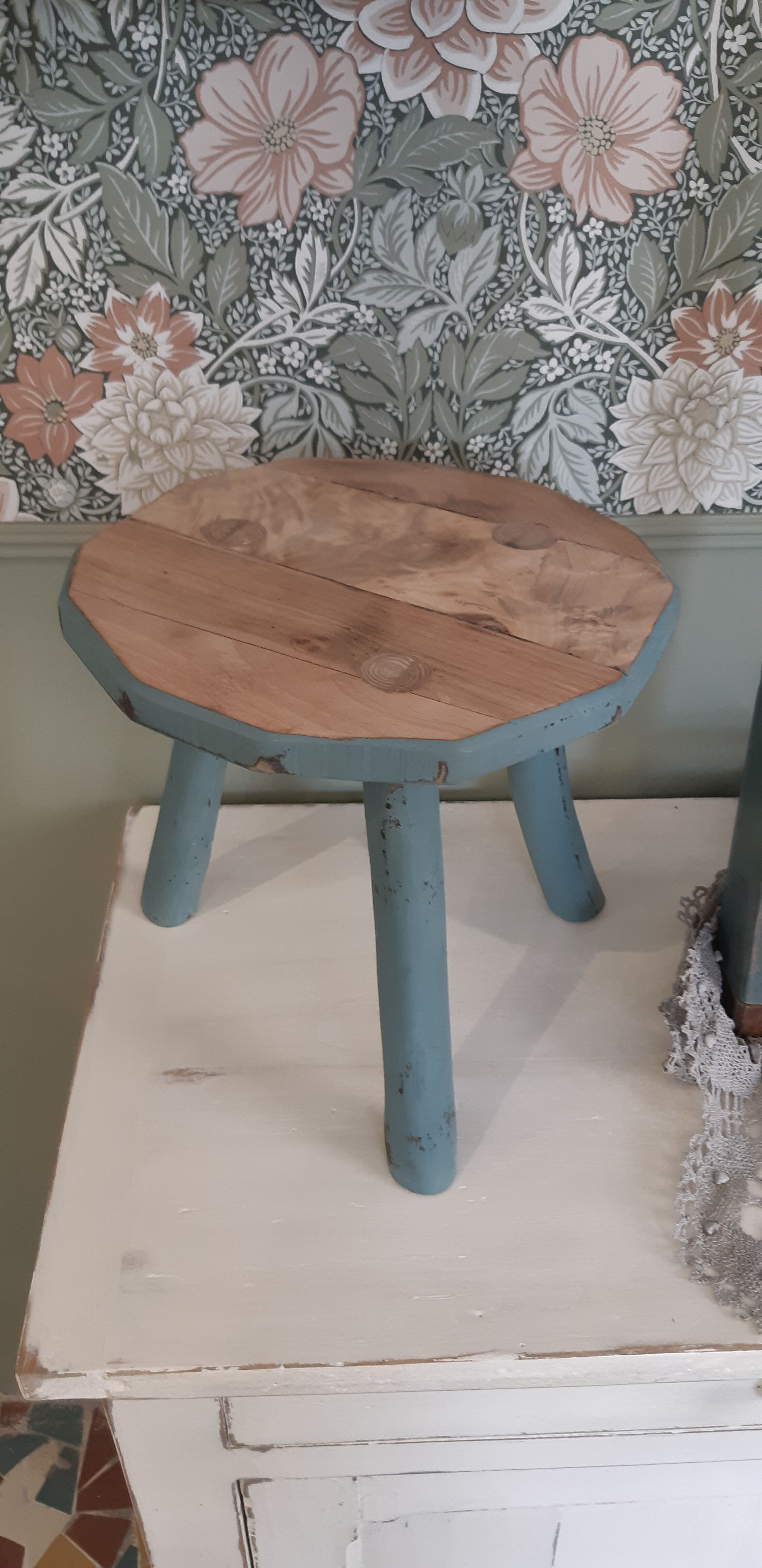 Blue tripod stool