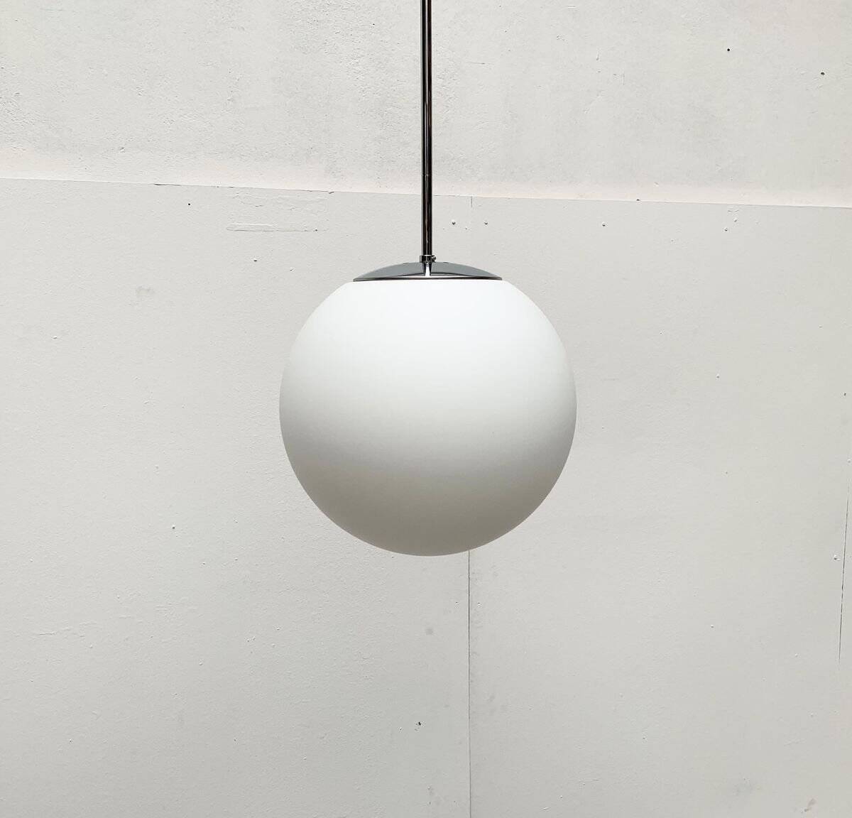 Vintage glass ball pendant lamp in German space style by Limburg.