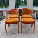 Series of 6 teak chairs 1970