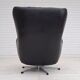 1970s, vintage danish swivel leather armchair, egg form, original condition