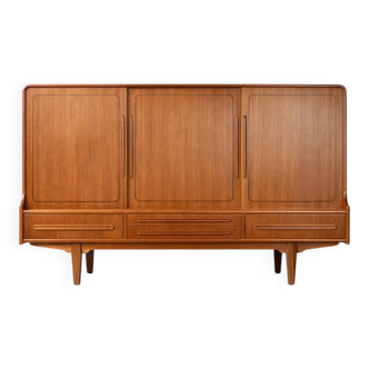 Vintage Mid-Century Danish Modern Brown Teak Highboard, 1950s