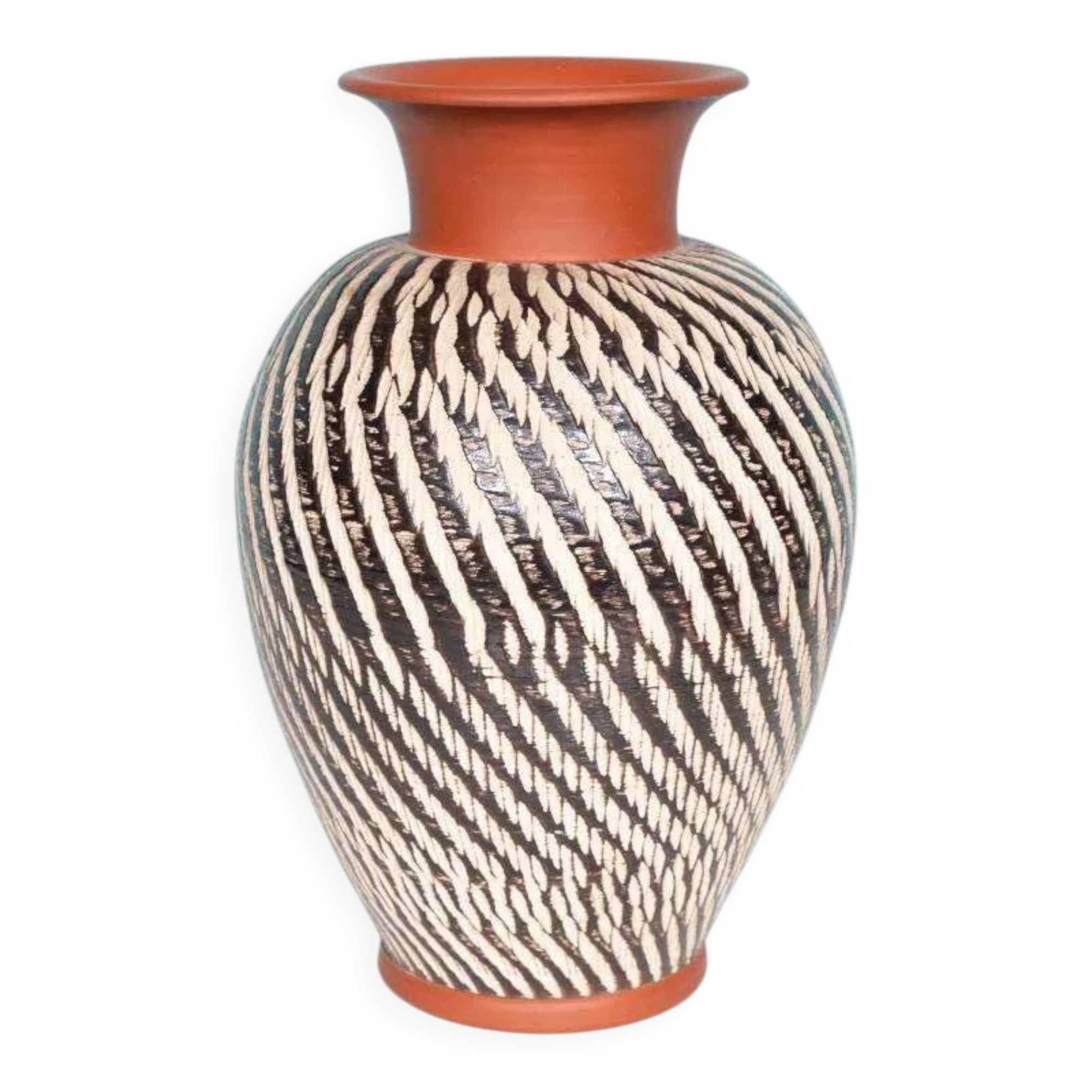 Vintage minimalist ceramic vase Wekara sgraffito