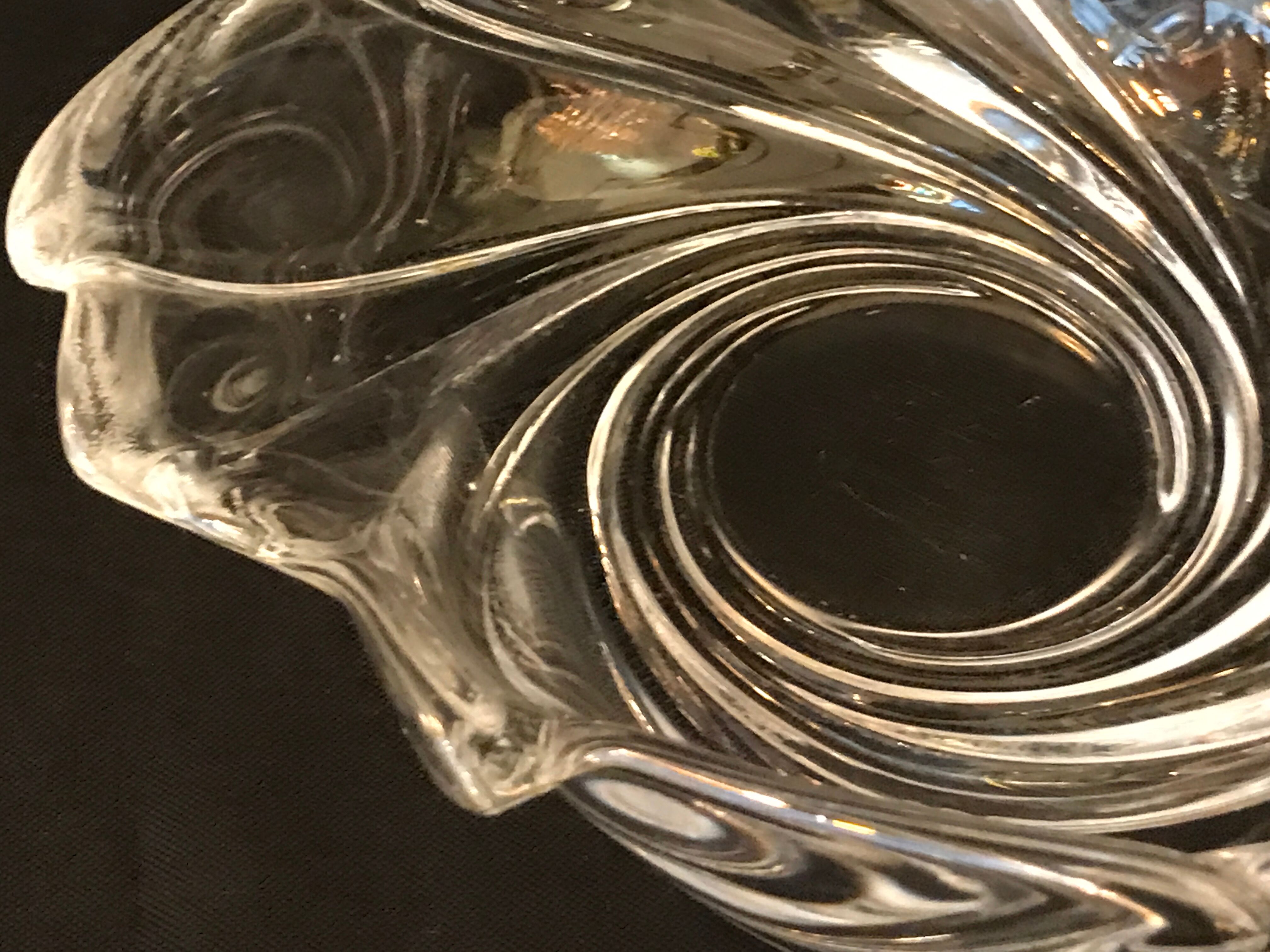 Clear crystal bowl burke wave empty pocket vintage art deco