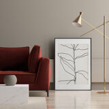 Botanical illustration black lines 50x70cm