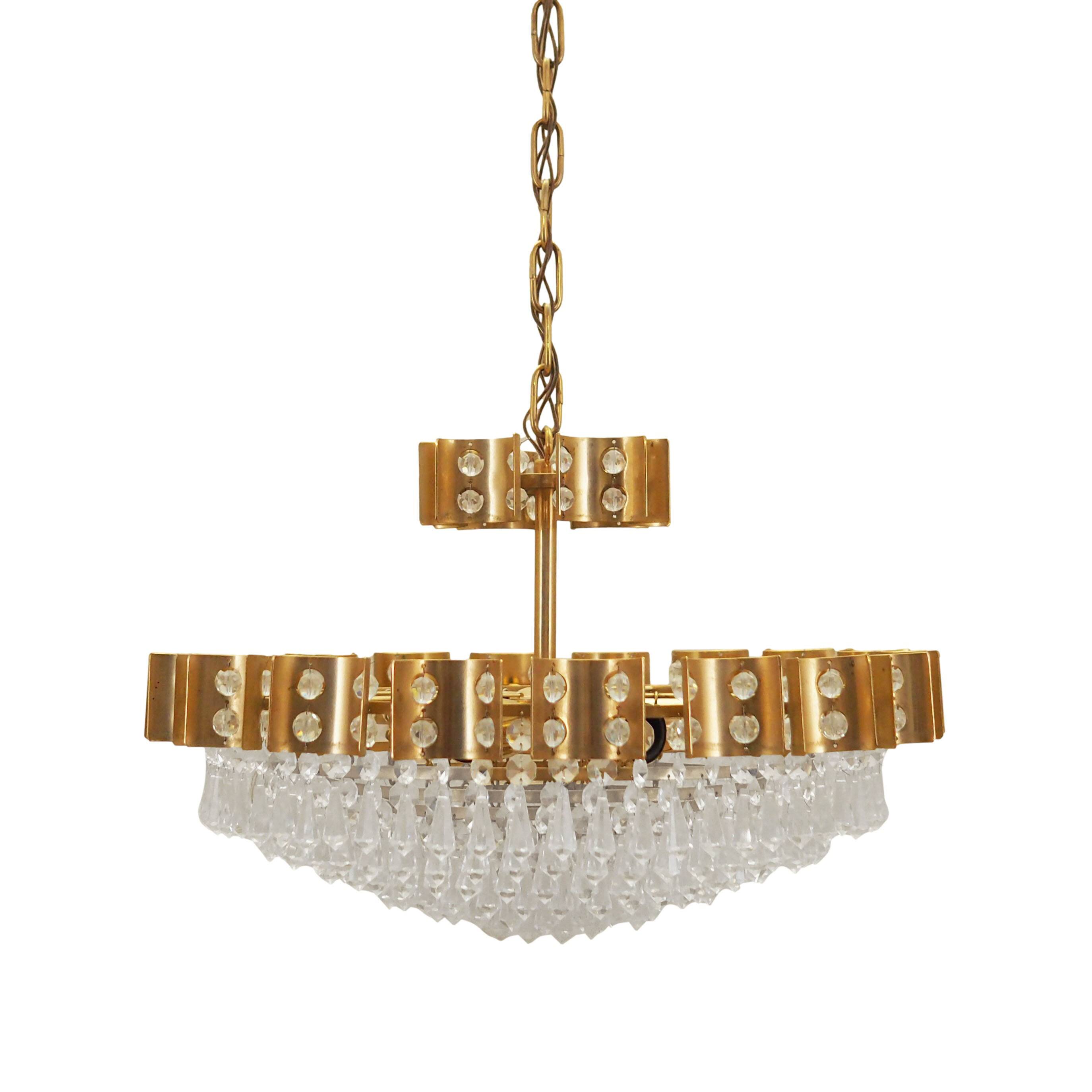 Brass chandelier, Danish design, 1970s, produced in Denmark