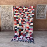 Moroccan carpet Boucherouite colored - 120 x 216 cm