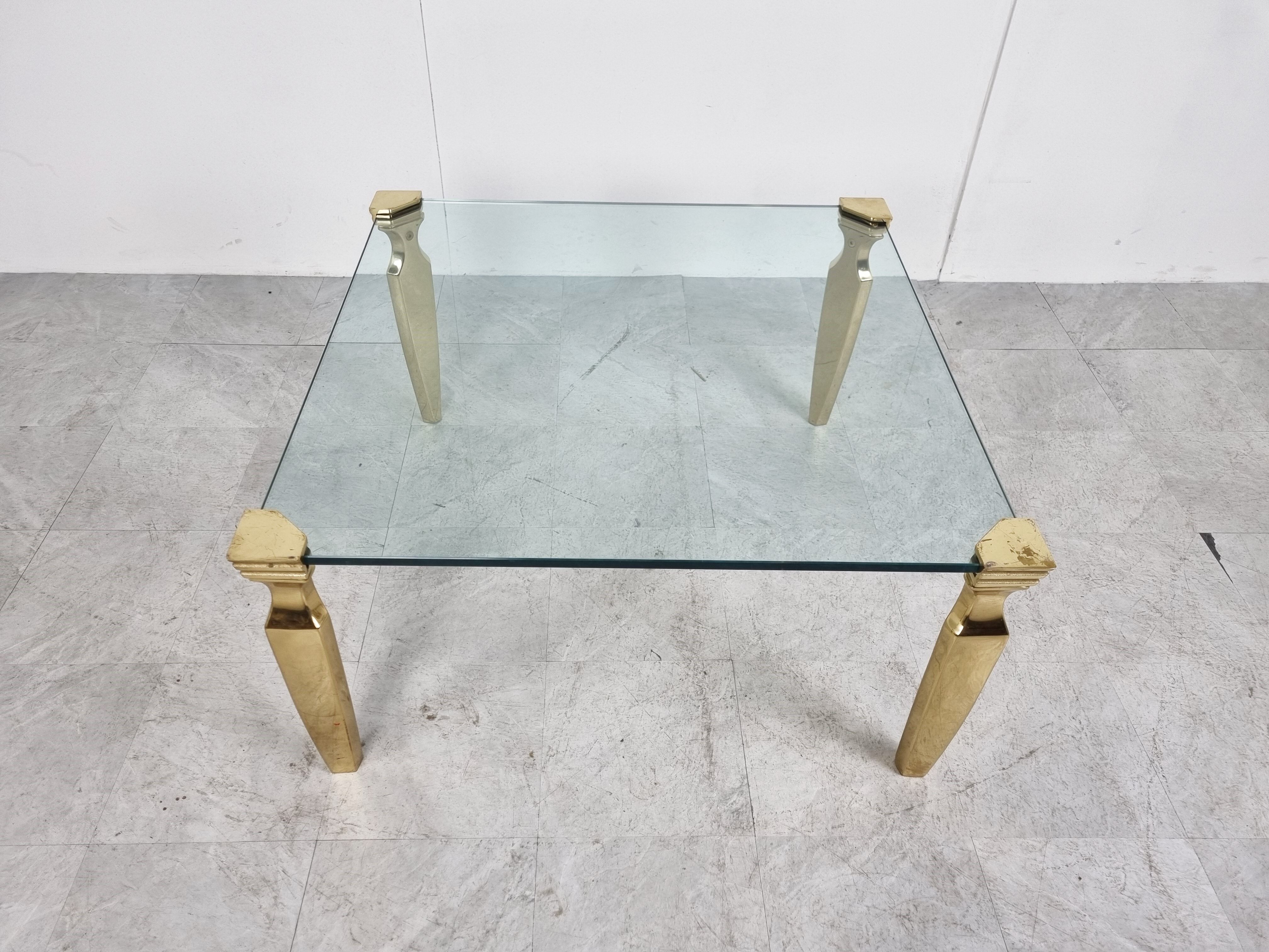 Brass and glass coffee table, 1970s