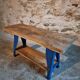 Vintage industrial workbench table with cast iron legs (Aux Forges de Vulcain)