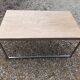 Solid wood living room coffee table with patinated metal legs
