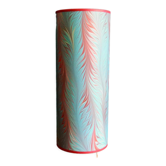 Tube shade in red and blue marbled paper