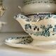 Longwy sauce boat in blue ironstone, "Chartres" service.