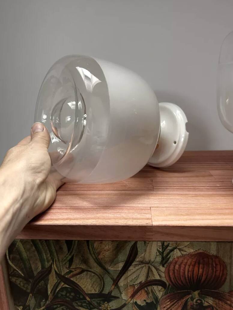 Pair of two-tone globe wall lights