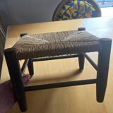 Wooden and straw stool