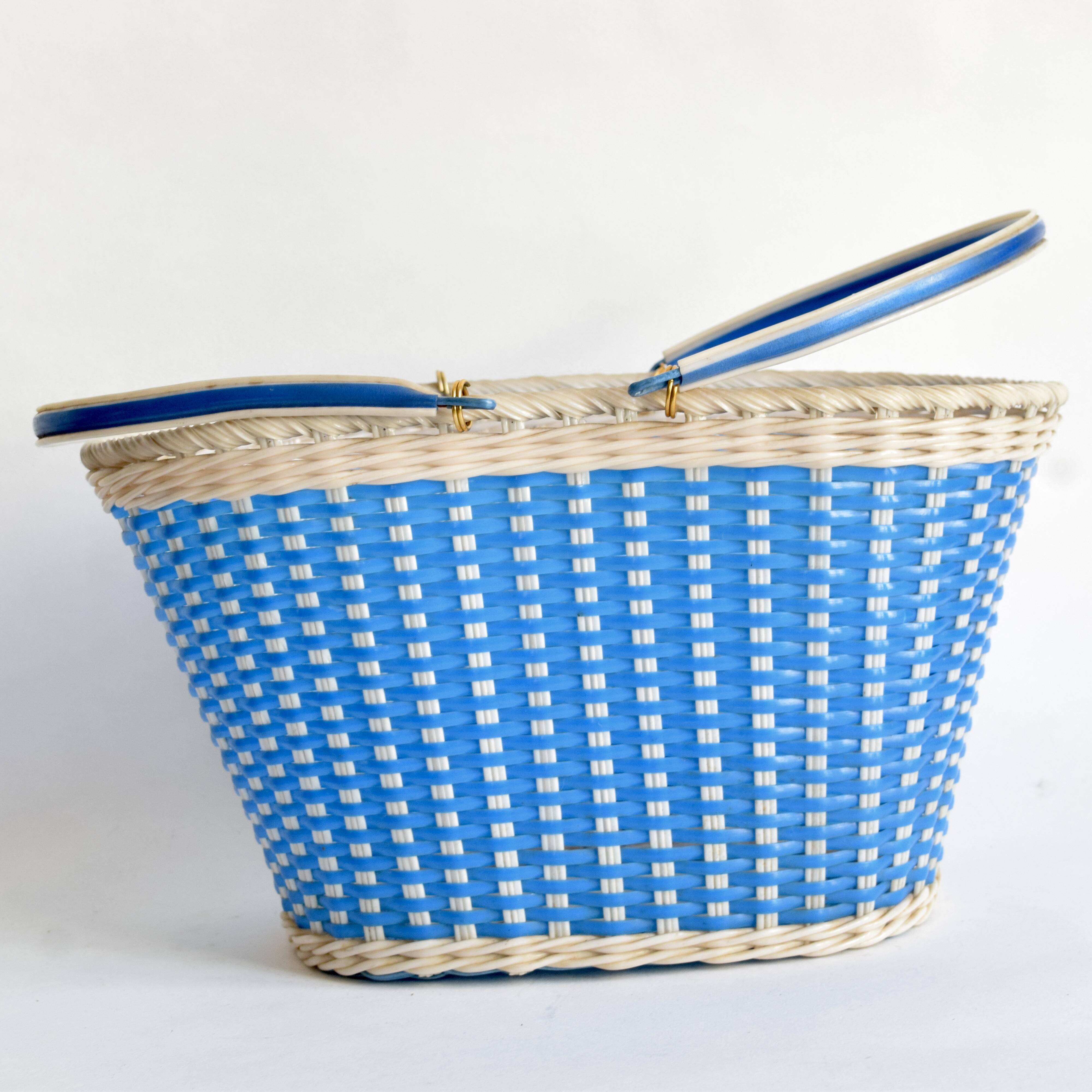 Vintage woven plastic shopping basket