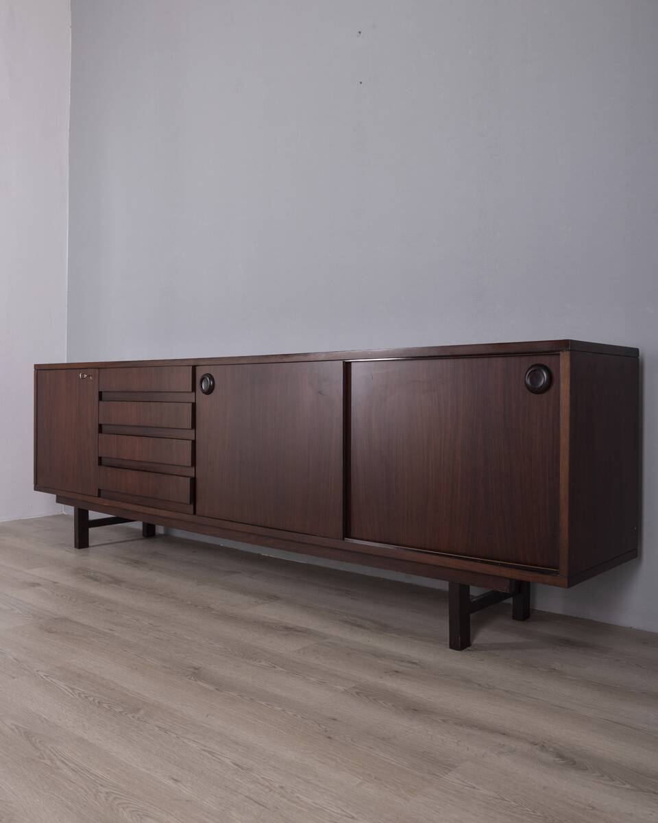 LARGE VINTAGE SIDEBOARD FROM THE 1960S IN WOOD, ITALIAN DESIGN