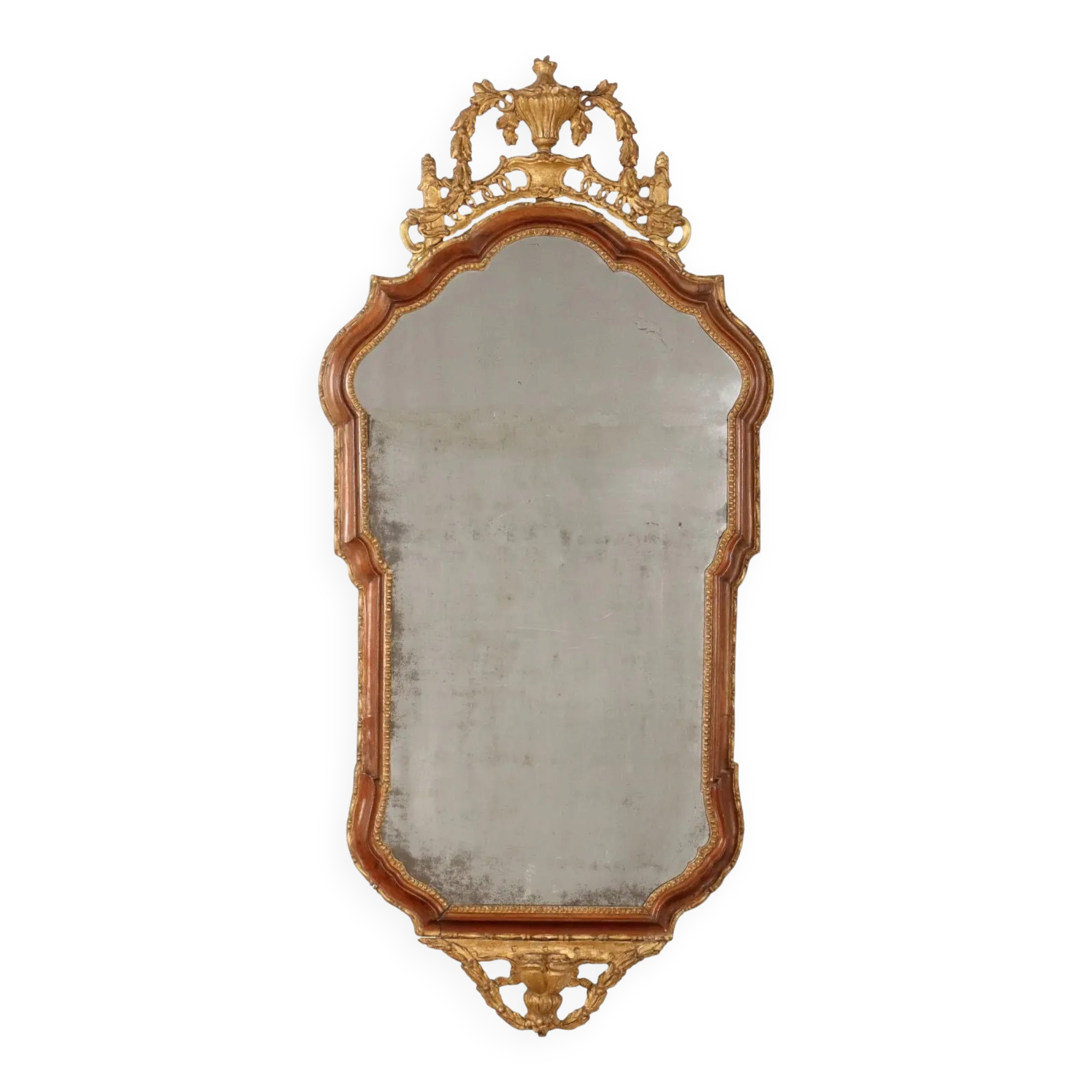 Neoclassical antique mirror in walnut, Italy, 18th century.