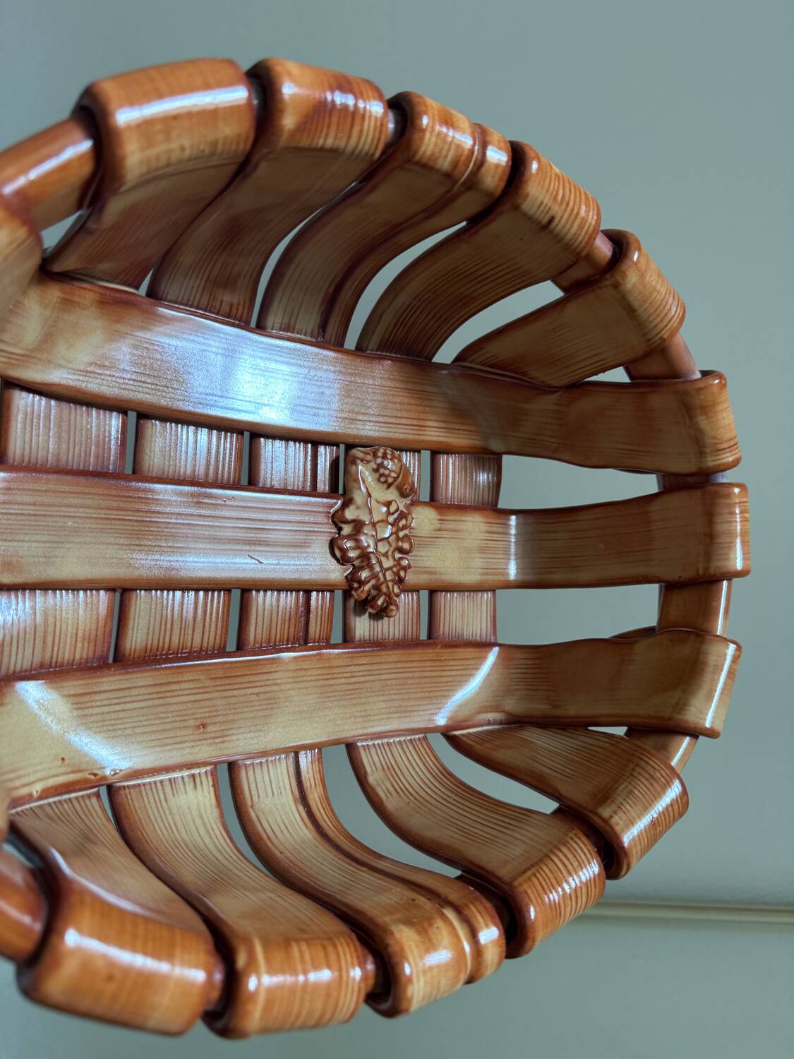 1960s trompe l'oeil ceramic basket