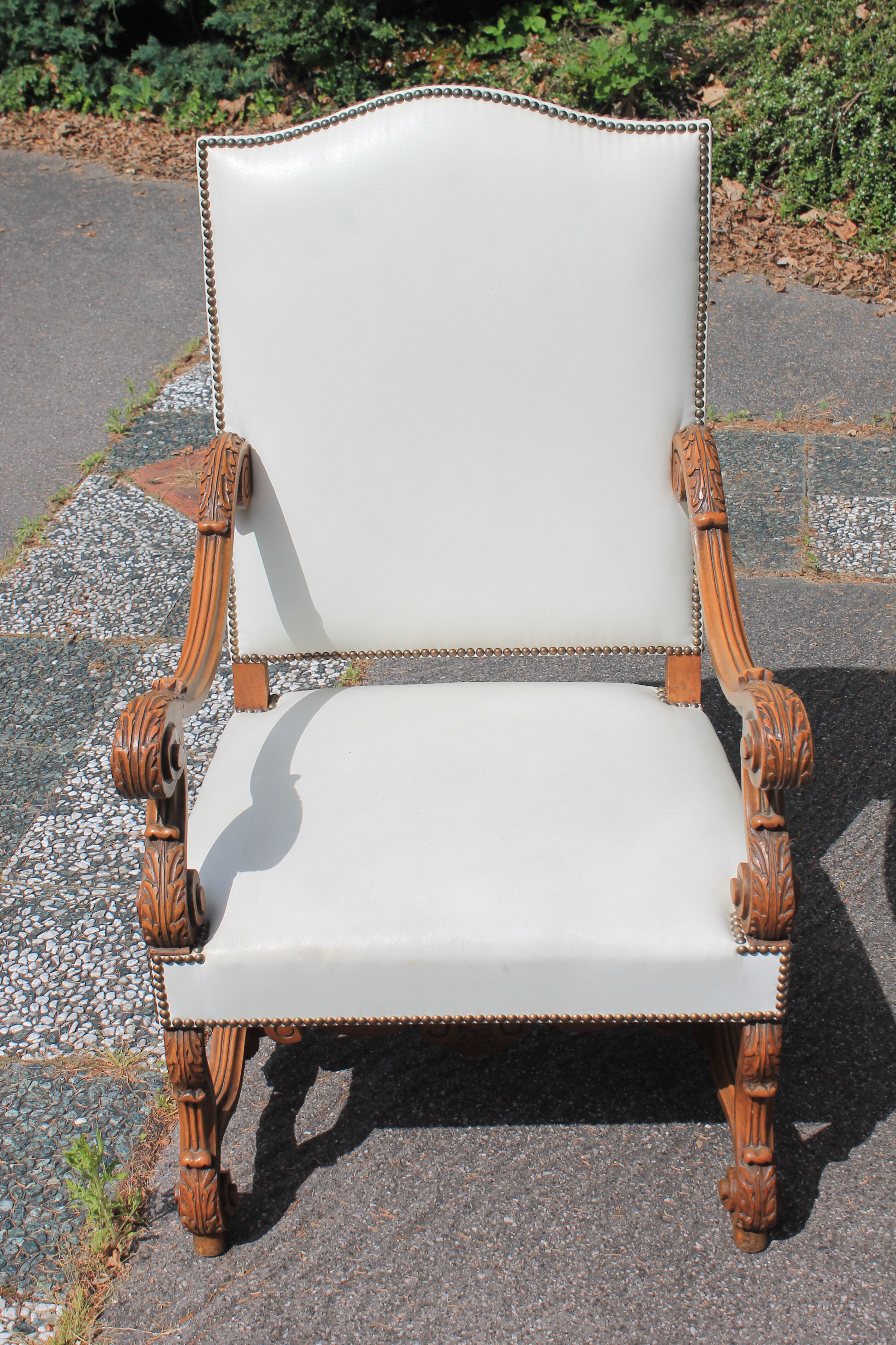 Pair of white skai armchairs