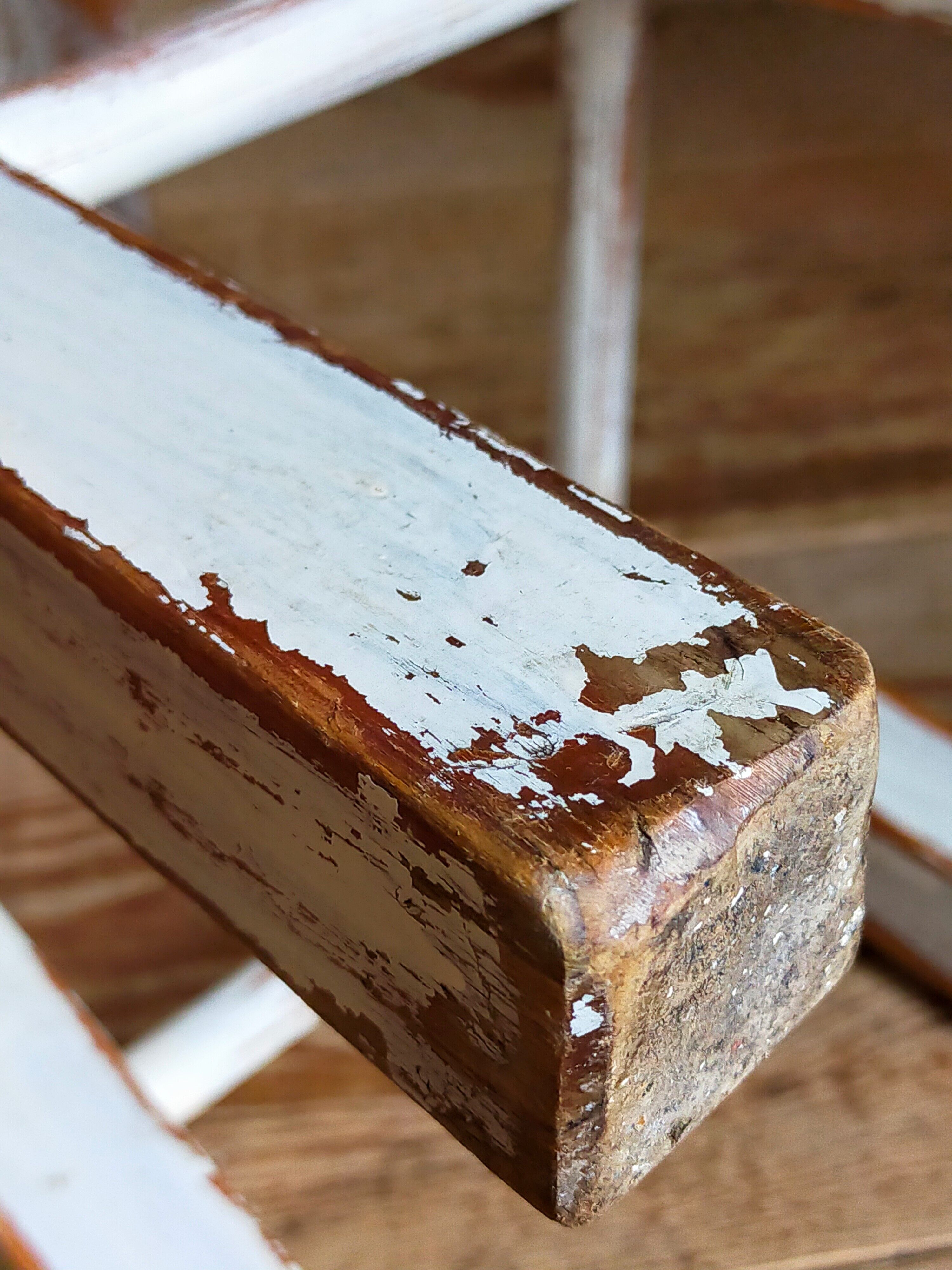 Workshop stool in vintage patinated solid wood