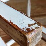 Workshop stool in vintage patinated solid wood