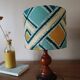 rustic chic turned wooden floor lamp, graphic linen lampshade