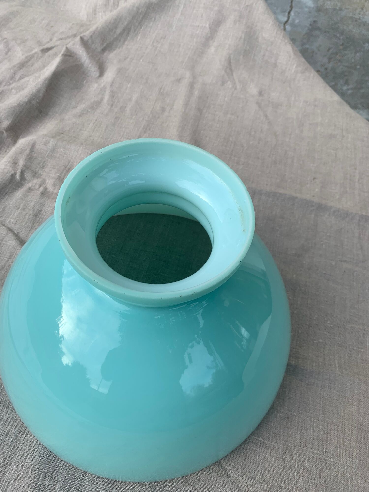 Mint green opaline globe for lamp or vintage kerosene lamp