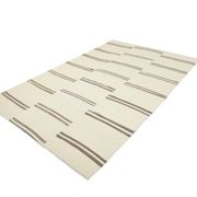 6x9 Cream & Brown Contemporary Vintage Kilim Rug, 184x282Cm