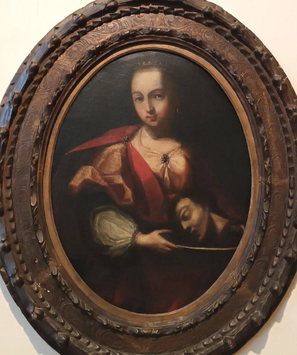 Old oil painting on canvas, Salome holding the head of John the Baptist - 18th century