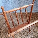 Turned wood magazine rack from the 1950s