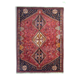 Hand made vintage persian rug traditional oriental red blue wool carpet 142x200cm