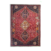 Hand made vintage persian rug traditional oriental red blue wool carpet 142x200cm