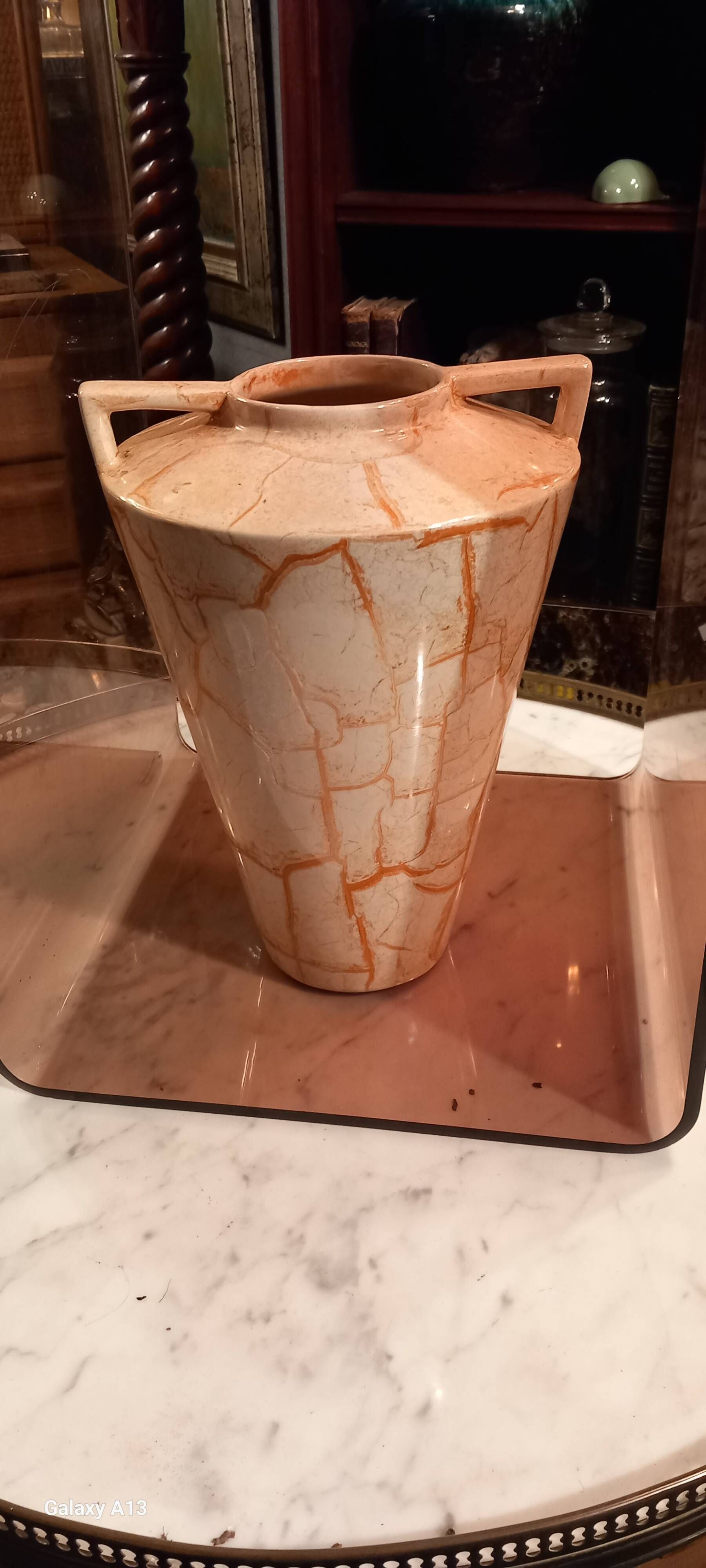 Ceramic vase art deco style - vintage - orange